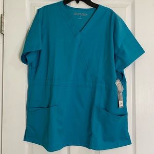 teal scrub top size L